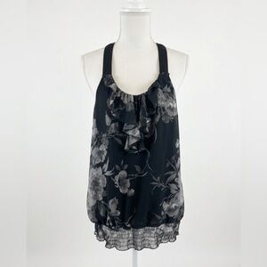 Maurices Black and Gray Floral Lace Top